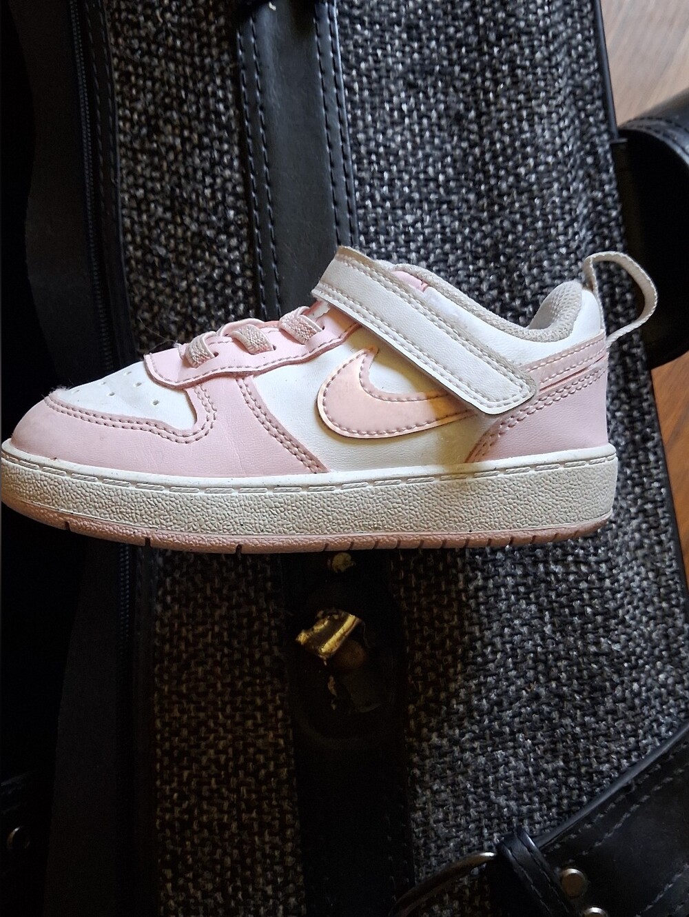 Nike Kids Pink and White High-Top Velcro Sneaker
